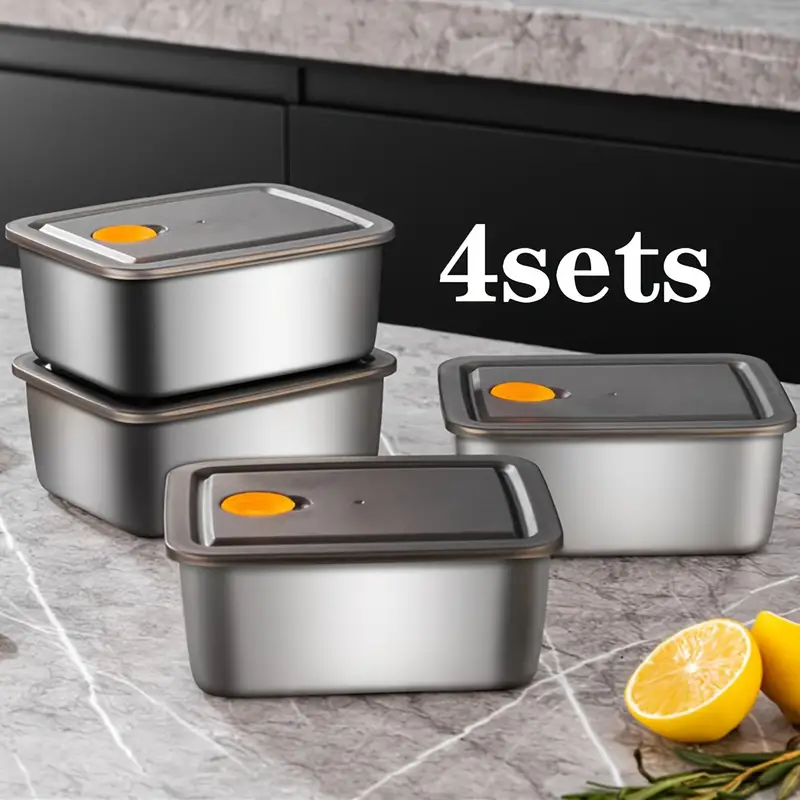 Stainless Steel Fresh-keeping Box, Refrigerator Cooler Storage Box, Sealed  Anti-overflow Bento Box, Picnic Lunch Box, Meal Prep Square Box, For  Camping Picnic And Beach, Home Kitchen Supplies - Temu