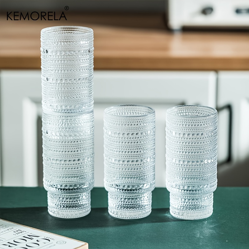 Hobnail Drinking Glasses With Glass Straws, Stackable Cups For Bar,  Cocktails, And Beverages, Ideal For Iced Coffee, Beer, Juice, And Water,  Pleasing And Durable Glassware - Temu