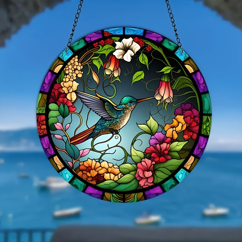 H&D 2PCS Hummingbird Stained Glass Window Hanging Ornament,Rainbow Maker  Crystal Prism Suncatcher Home Garden Party Decoration - AliExpress