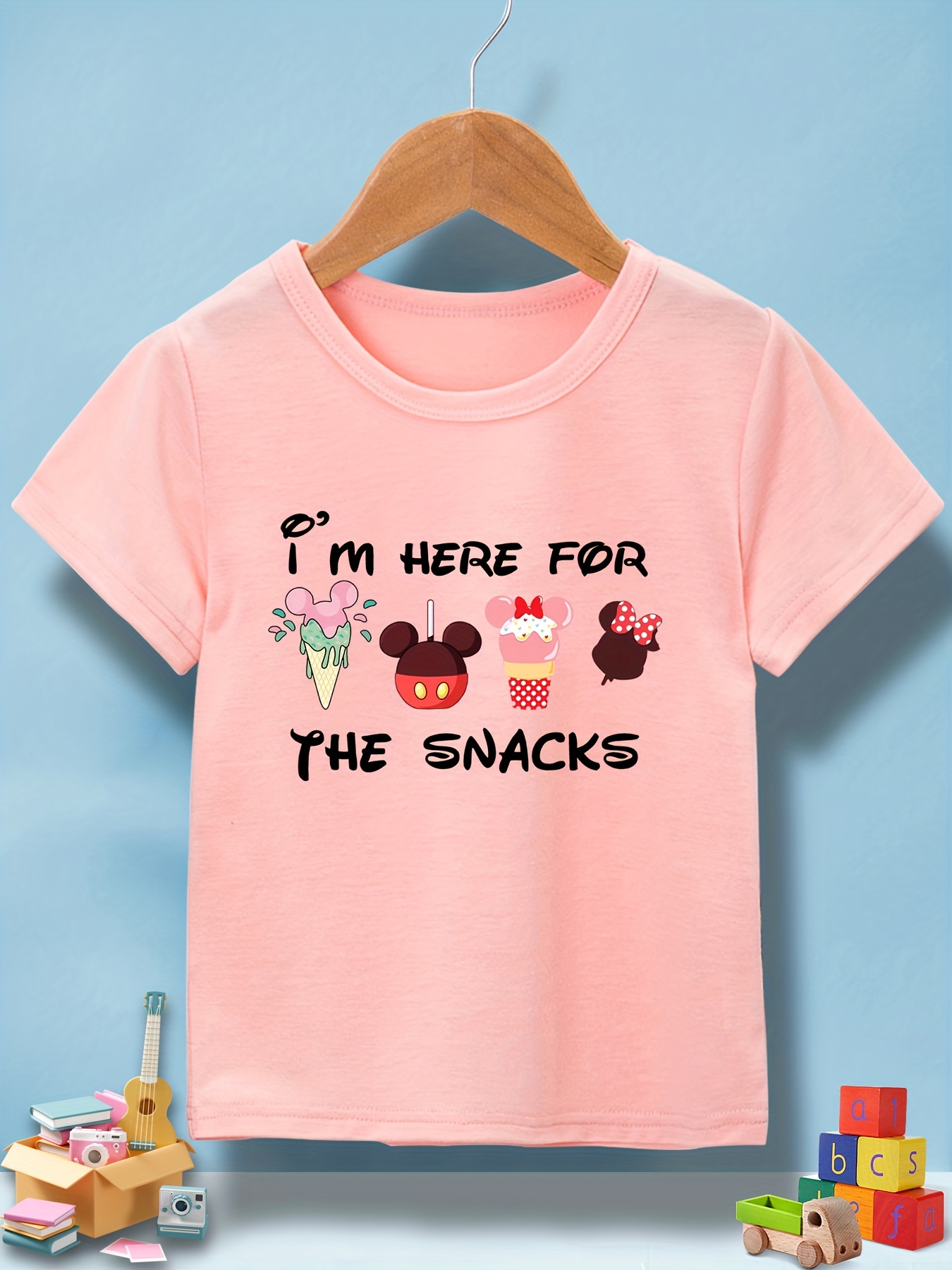 m Snacks'' Cartoon Print Girl T shirt Lightweight Comfy - Temu Canada