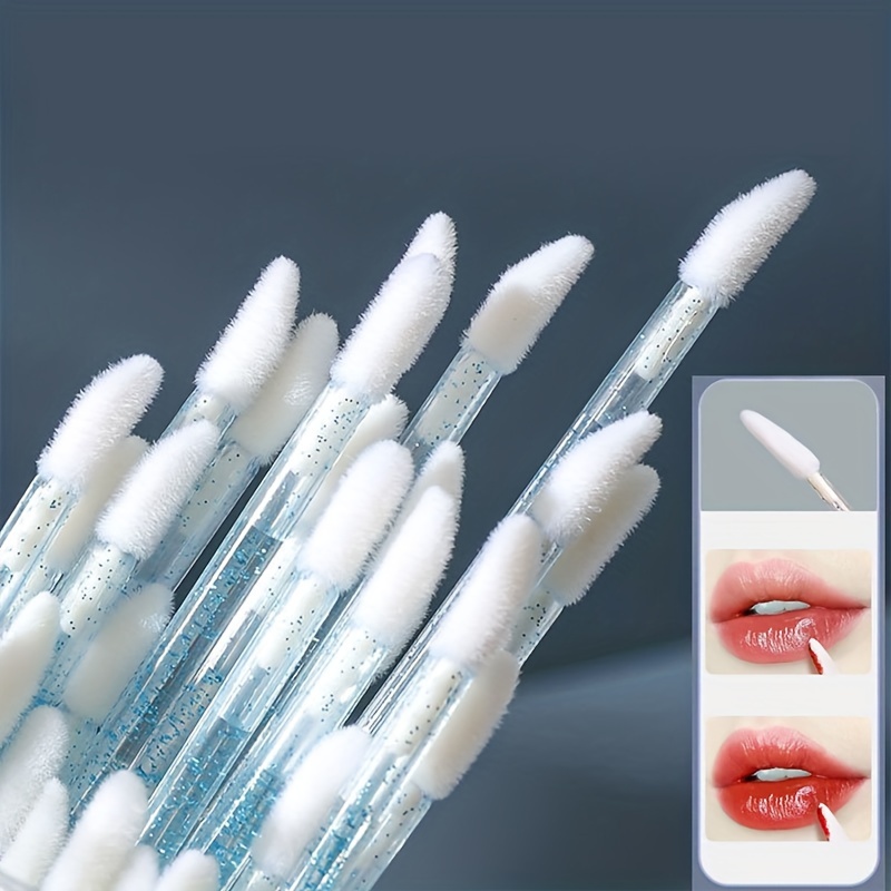 

50 Pieces Lip Brush Creative Crystal Handle Lipstick Lip Gloss Wands Applicator Stick Portable Eyelash Extension Supplies Makeup Beauty Tool Kit, Blue