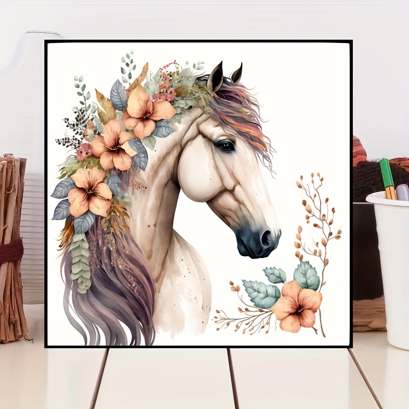 5D Diamond Painting Kits for Kids, Diamond Painting Kits Animals with Wooden Frame, Horse Diamond Painting Kits for Beginners, Girls, Adults, DIY
