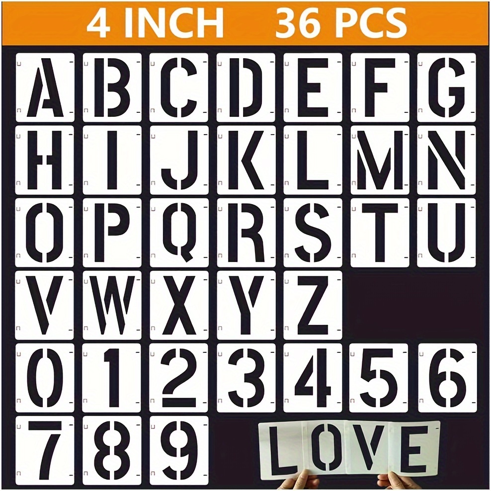 36 Pcs Letter Stencils for Painting on Wood, 3/4/5 inch Reusable Plastic  Alphabets and Numbers Stencils with Unique Connection - AliExpress