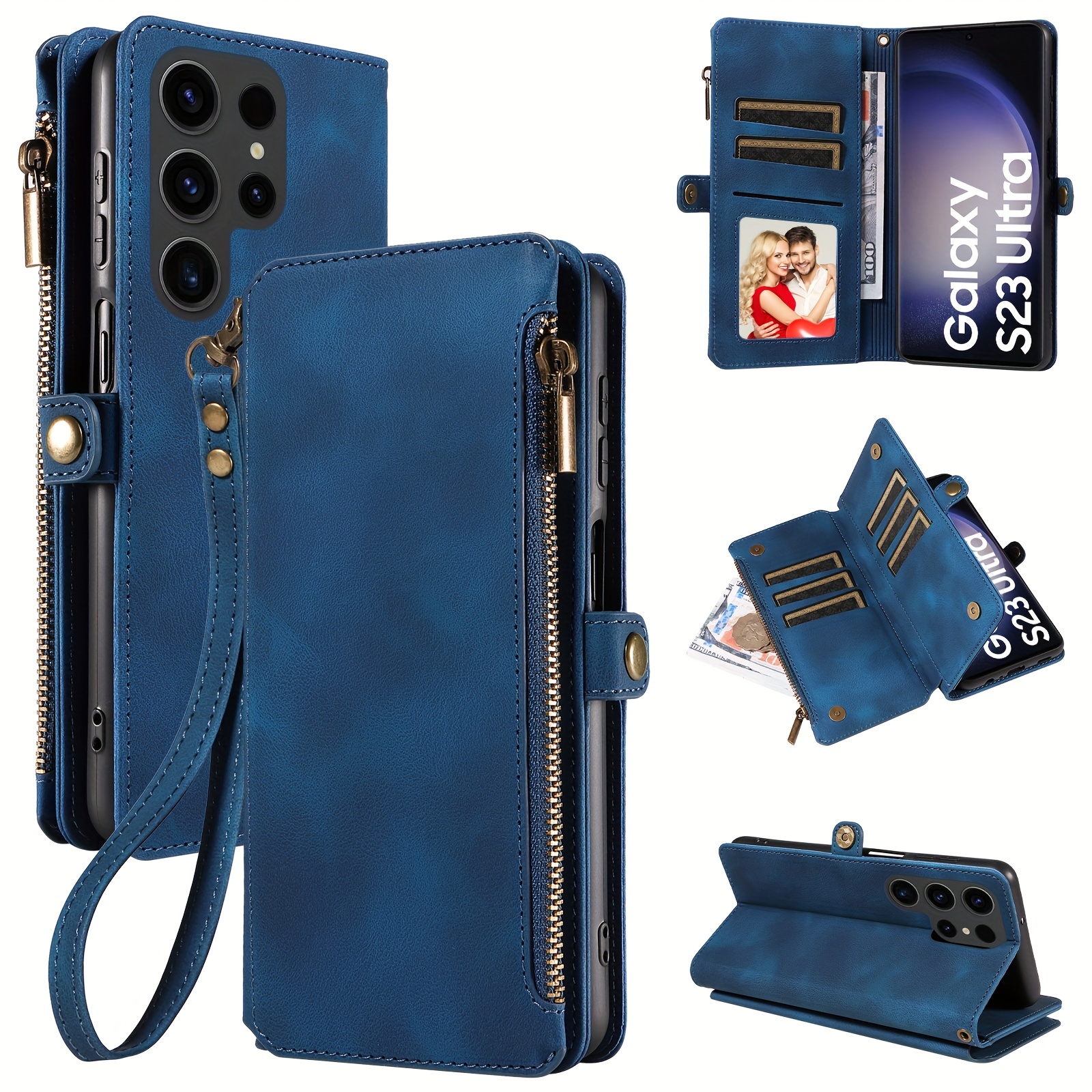 Stylish Zipper Wallet Folio Case With Wrist Strap For Galaxy S Series &  Note20 Ultra - Temu