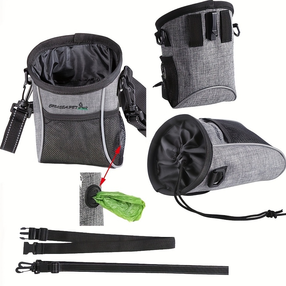 Portable Dog Treat Pouch Bag: Training & Feeding Made Easy With Waist & Shoulder Straps!