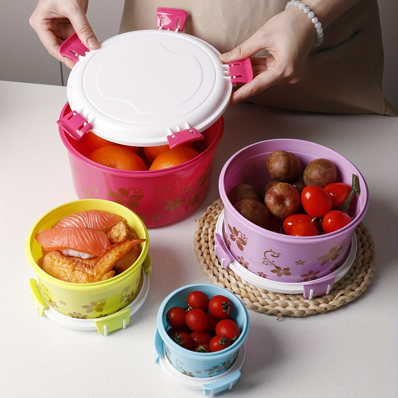 5pc Refrigerator Food Storage Box for School & Work Lunch Camping Picnic