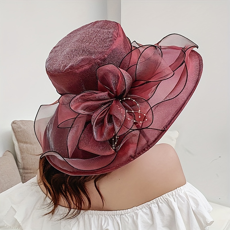 Rolled Brim Flower Decor Sun Hat Vintage Crochet Breathable - Temu