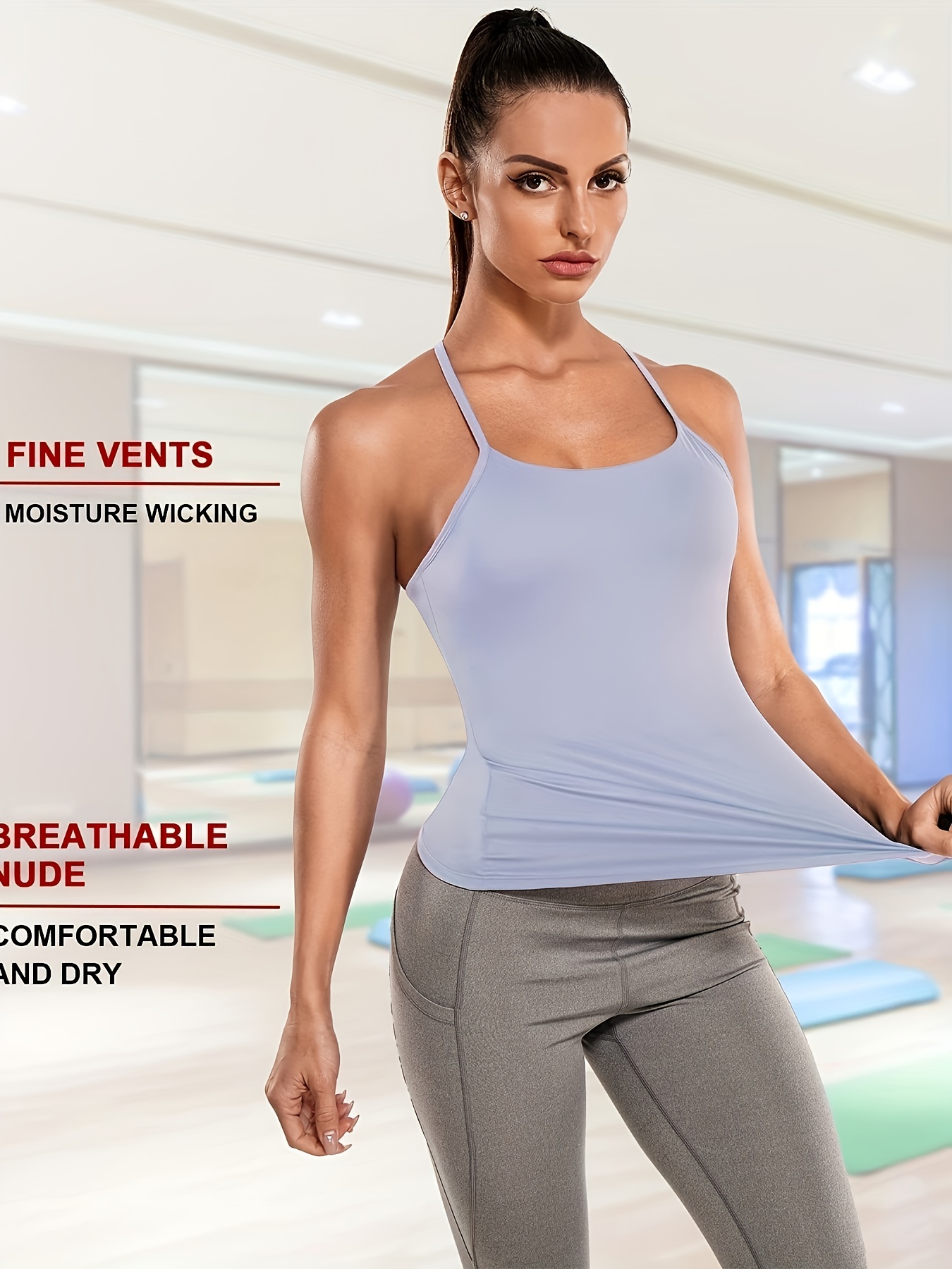 Workout Tank Tops For Women, Built In Bra Cami Top Yoga Shirts