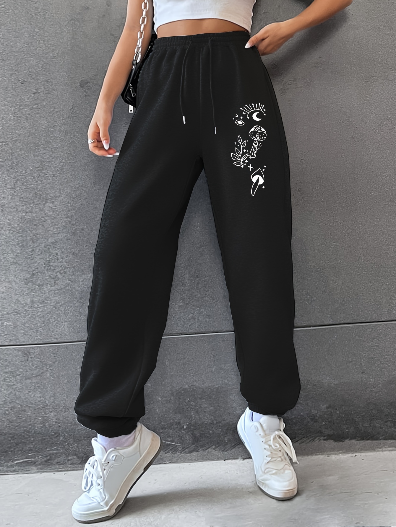 Loose Vintage Y2K Baggy Jogger Running Sweatpants, Drawstring Casual Cargo  Pants, Women's Athleisure