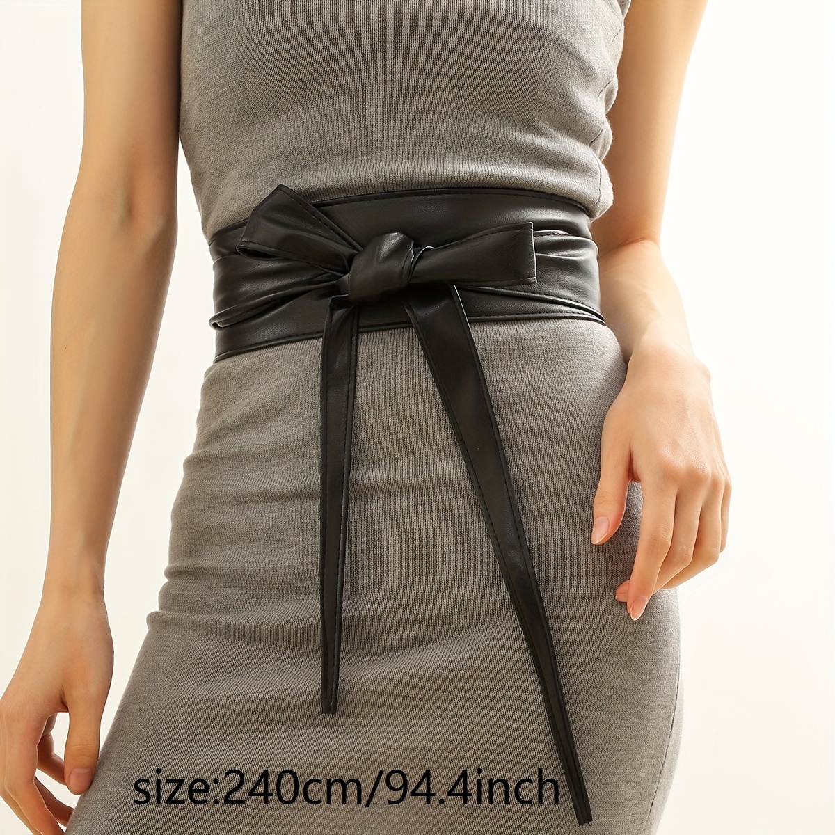 Bowknot Sash Belt Vintage Solid Color Pu Girdle Dress Belts - Temu Canada
