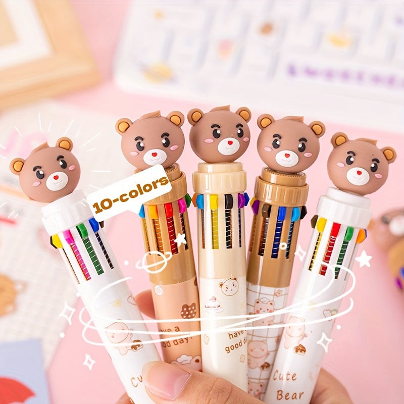 1pc 10colors Cute Bear Ballpoint Pen, Multi-color Ballpoint Pen