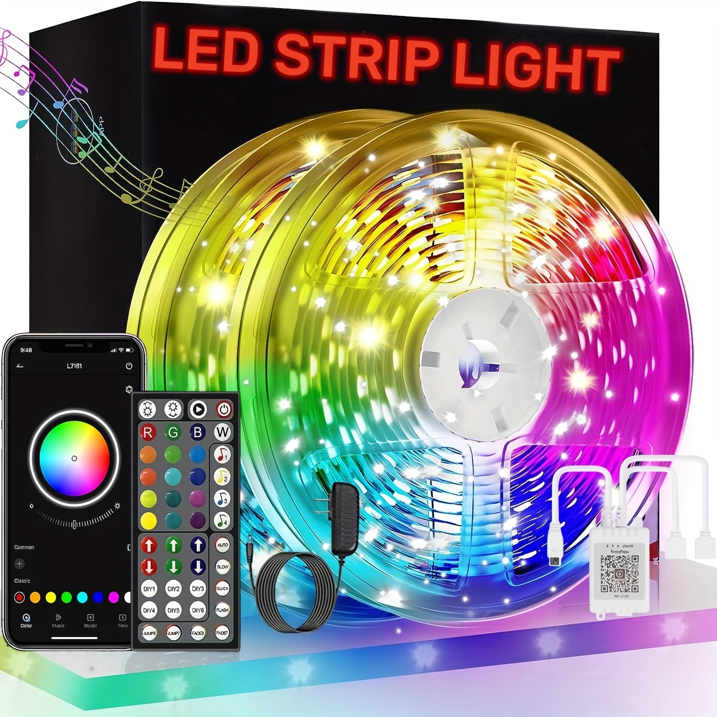 2835 Rgb Led Light Strips, Bedroom Background Decoration Lighting Infrared Remote  Control For Christmas Ribbon Lamp - Temu Belgium