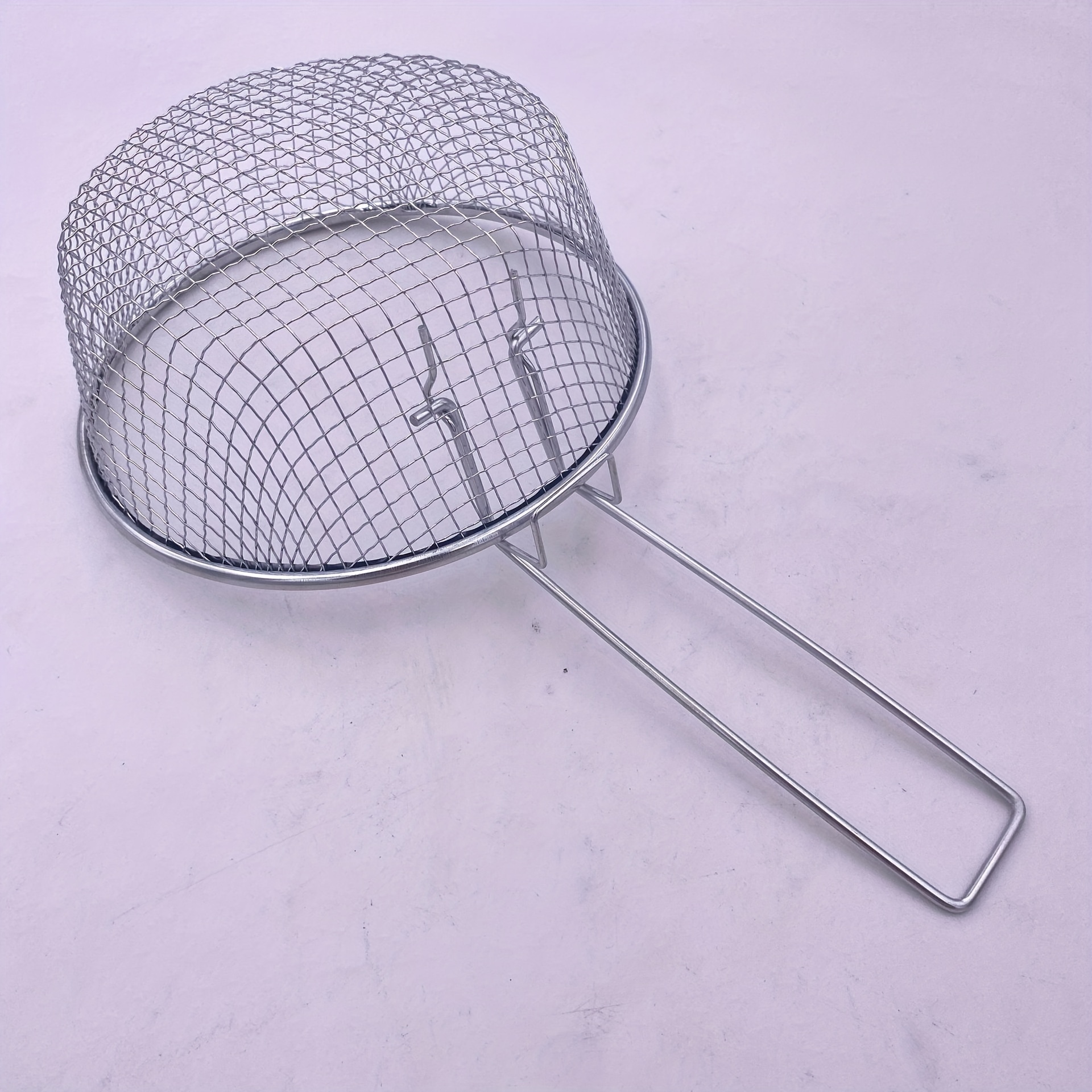 1pc Stainless Steel Deep Fry Basket, Silver Fryer Strainer With