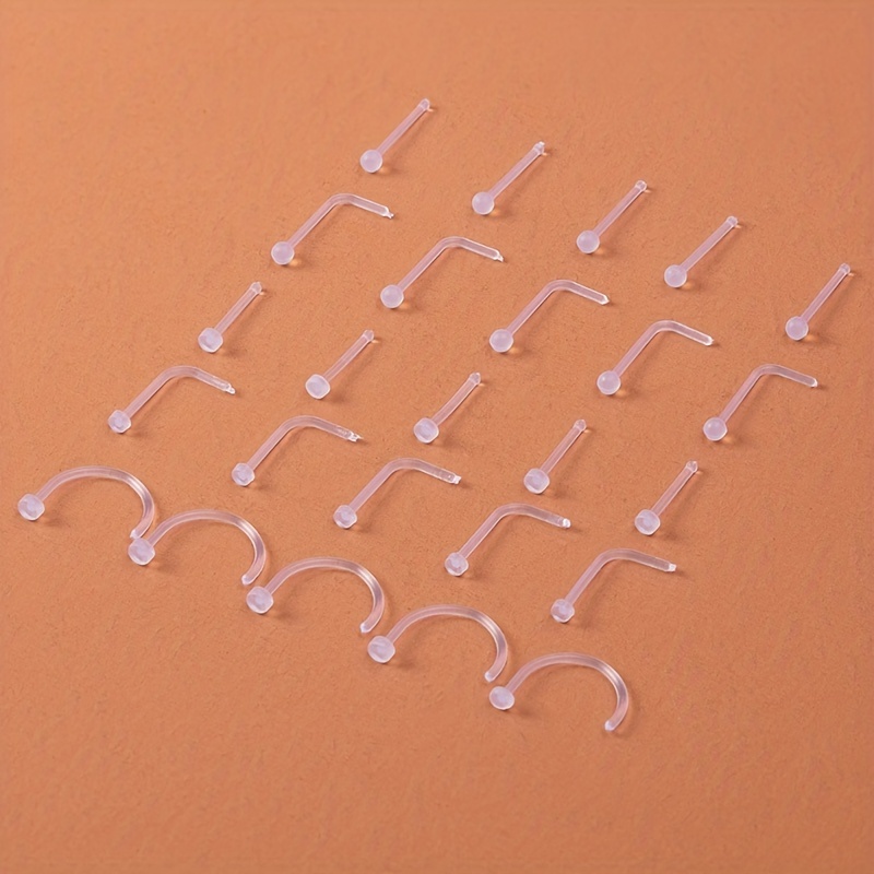 10pcs Clear Acrylic Nose Stud Earrings Set