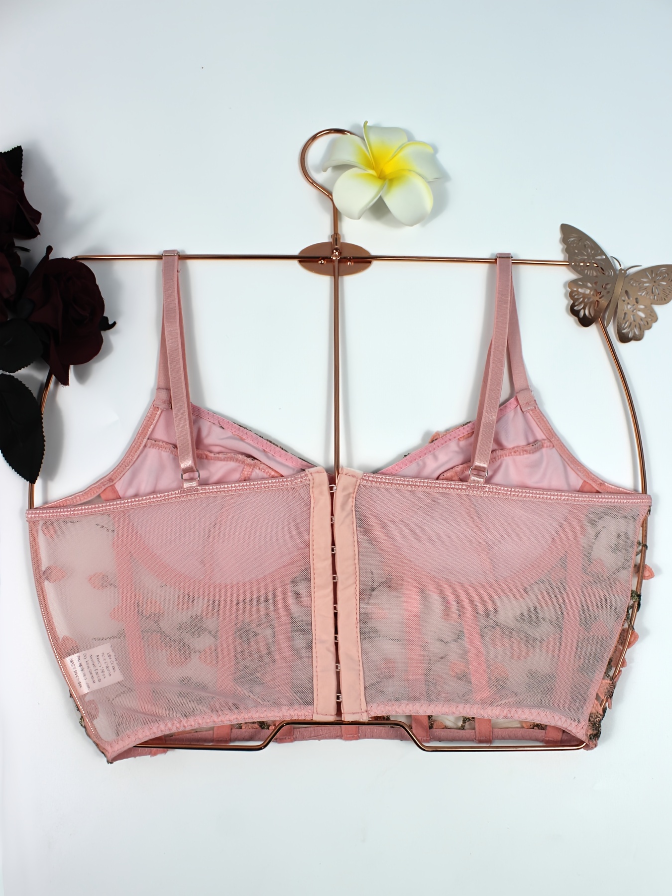 Semi-sheer Lace Fishbone Corset Tops, Sexy Mesh Wrap Chest Slim Breasted  Thin Strap Top, Women's Lingerie & Underwear