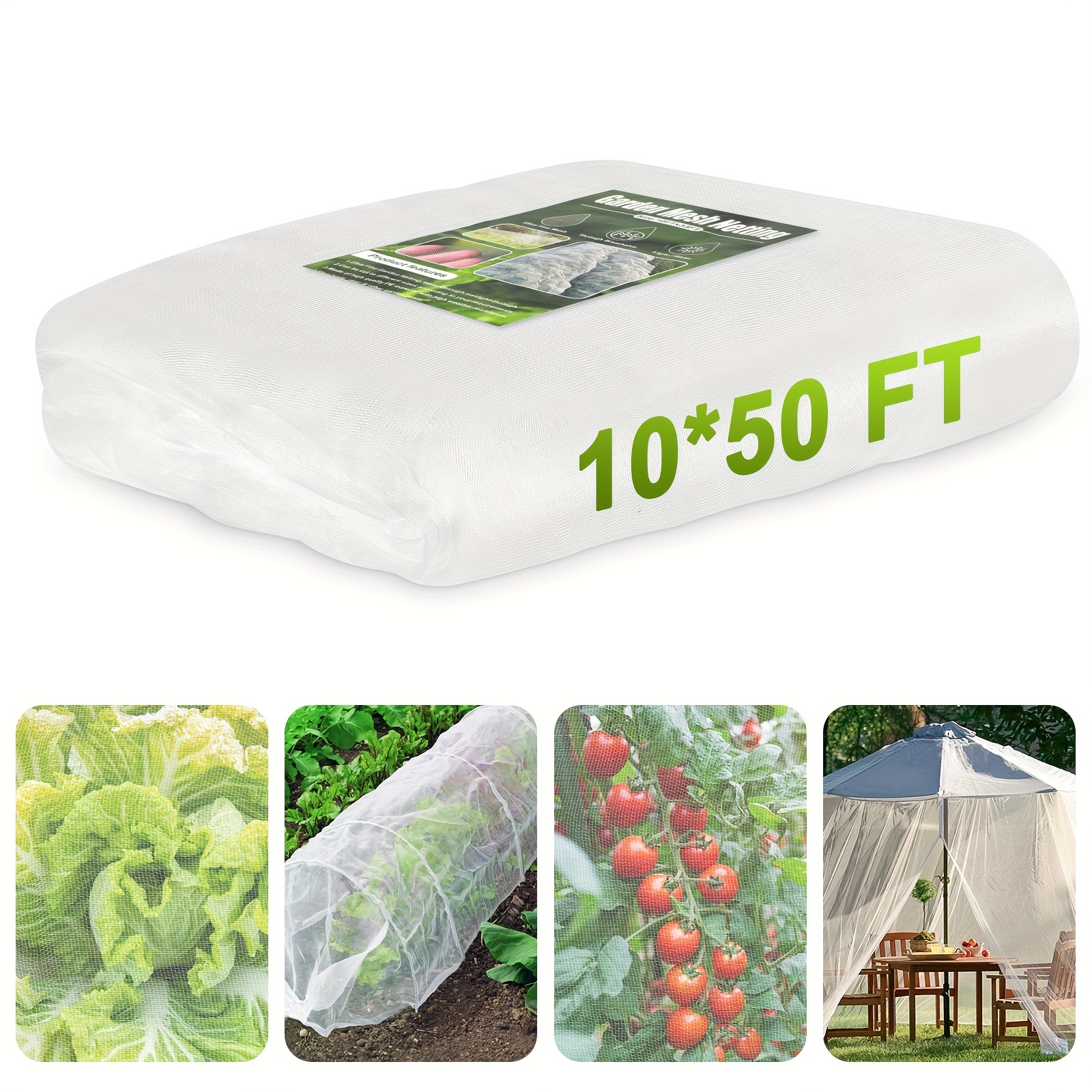 

1 Set, Plant Covers 10x50ft/3x15m Net Ultra Fine Mesh Protection Netting For Vegetable Plants Fruits Flowers Crops Greenhouse Row Cover Raised Bed Barrier Screen Protection Net Cover