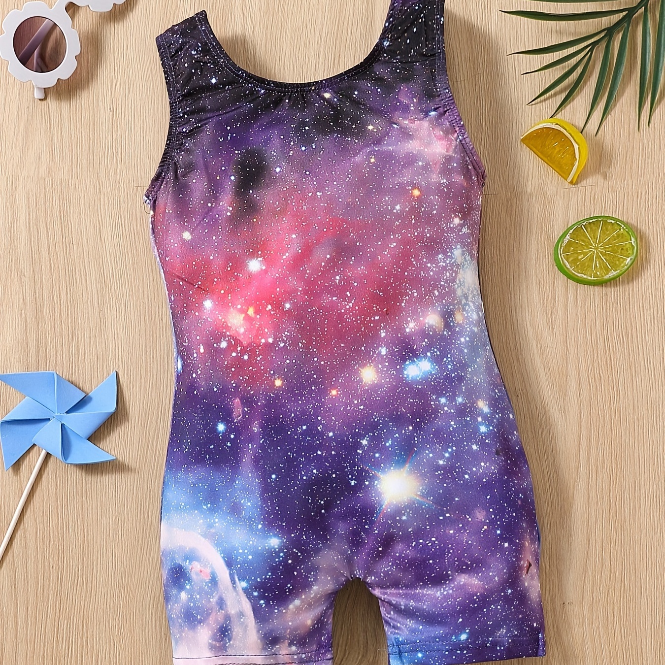 Toddler Girls Starry Graphic Sleeveless Swimsuit Romper Kids Summer Beach Clothes Bathing Suits