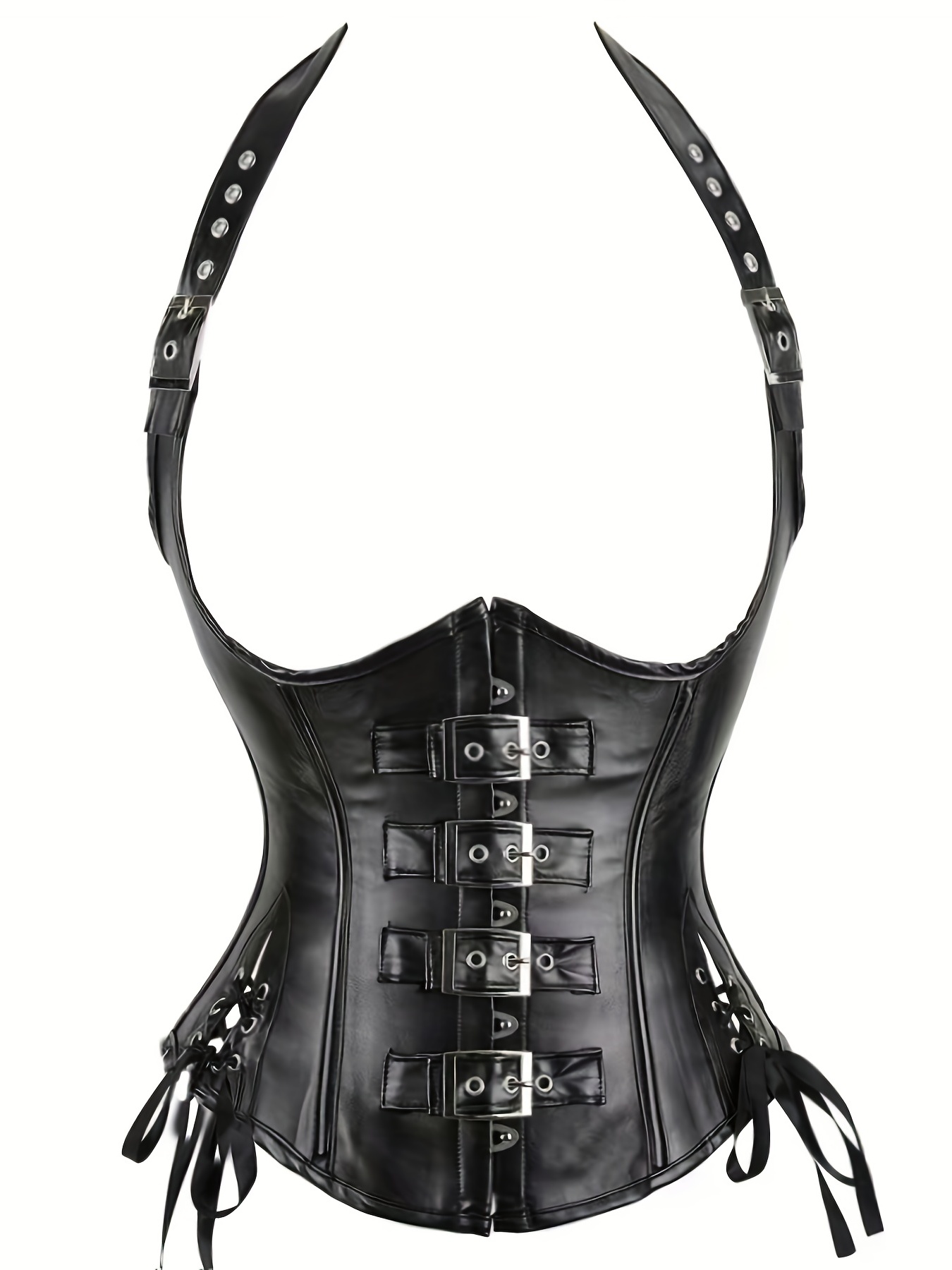 Black PVC Leather Steampunk Gothic Wasit Trainer Cincher Underbust Corset  Bustier Top, Black, Small : : Clothing, Shoes & Accessories