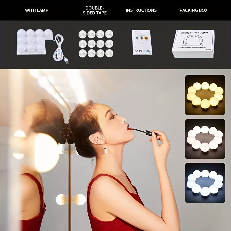 Vanity Lamp Led Vanity Mirror Lights, 3-color Make Up Light For