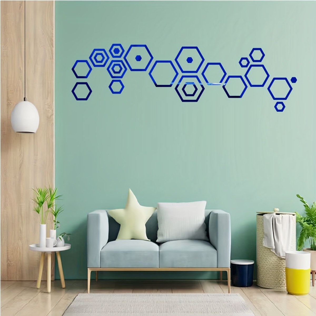 12 Pcs/set Hexagon Mirrors Wall Decor Stickers 3D Acrylic Mirrored  Decorative Sticker Waterproof Home Decor 