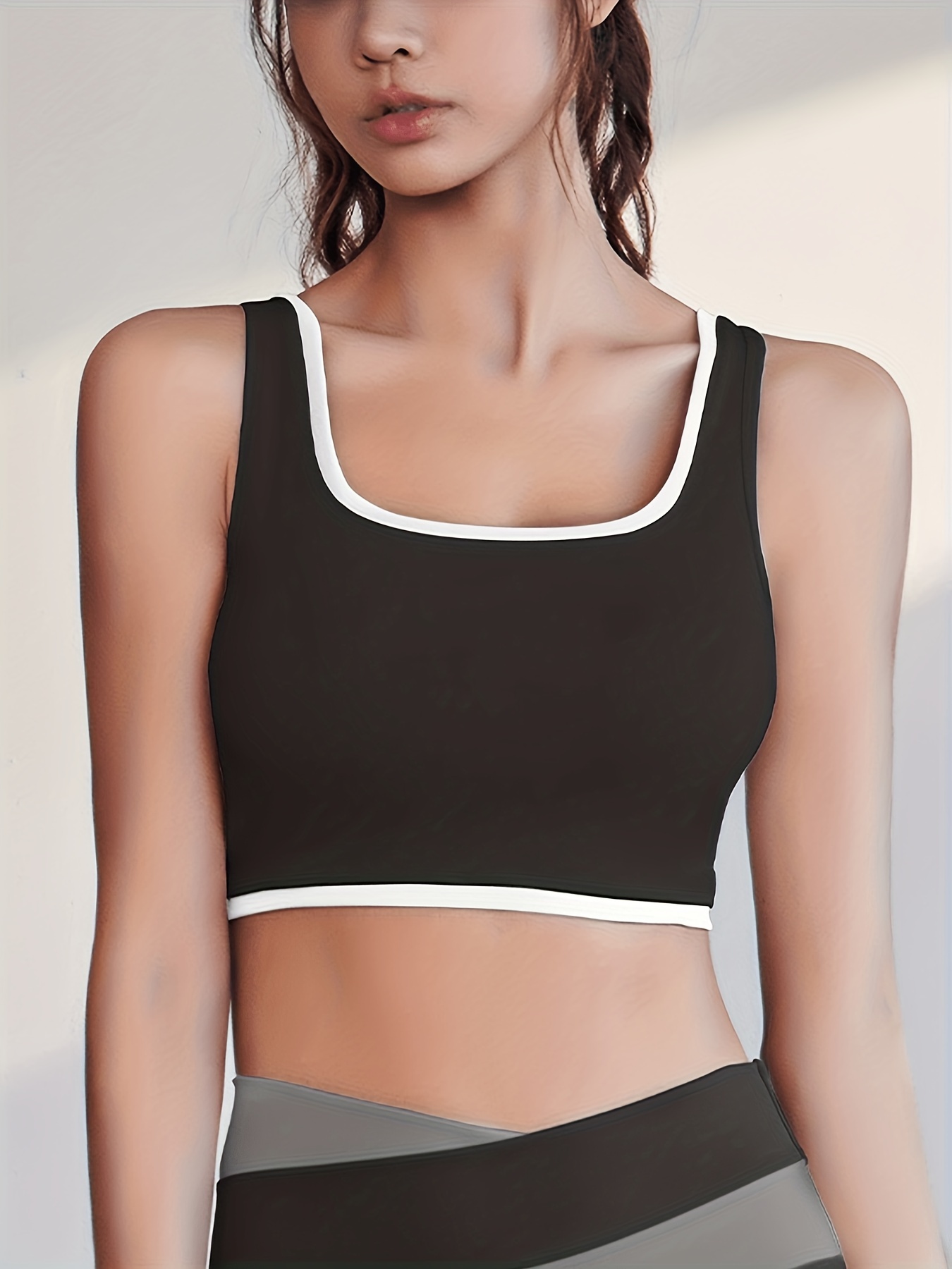 Colorblock Wireless Sports Bra Comfy Breathable Running - Temu