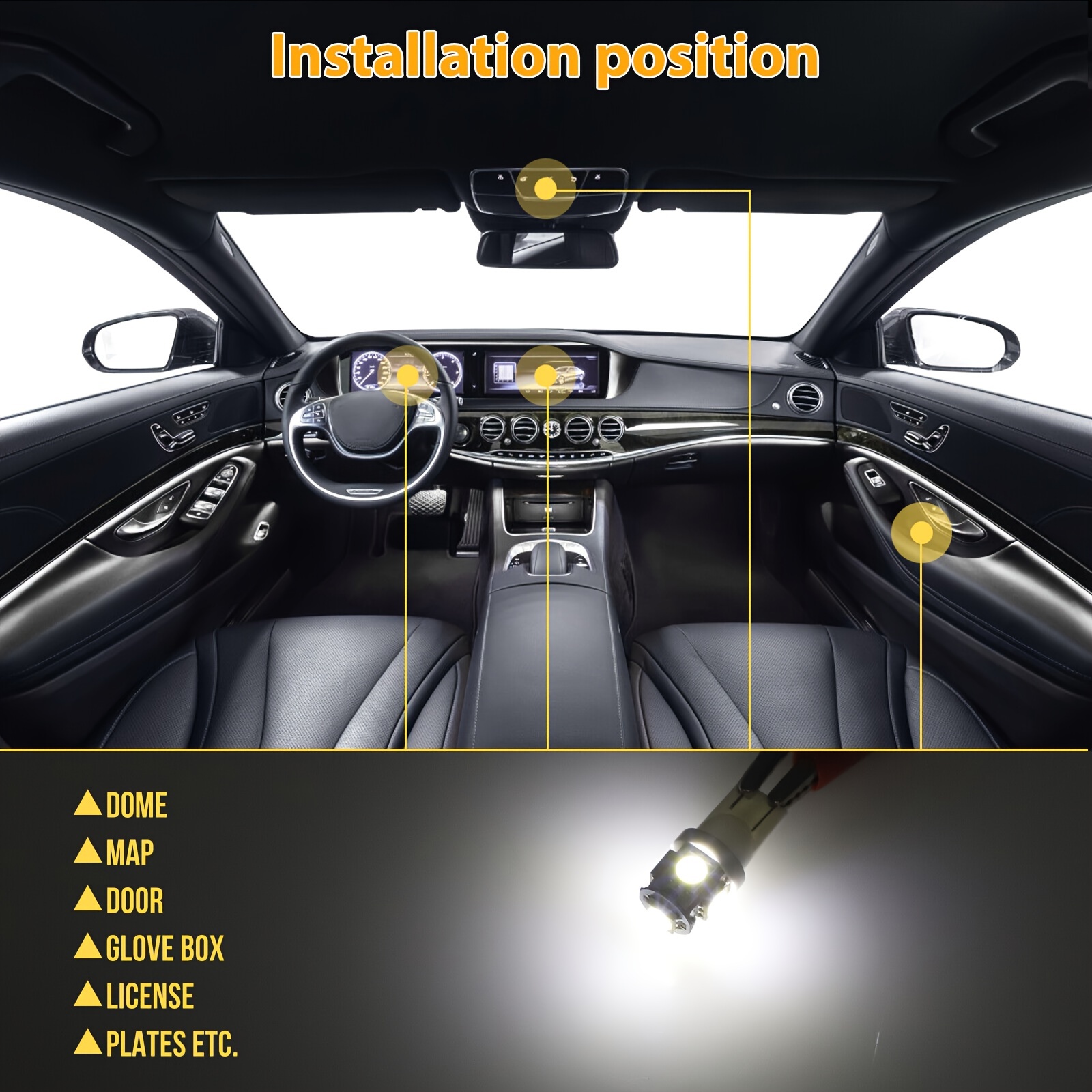 Nueva Bombilla Led Blanca Luces Maletero Cúpula Matrícula - Temu