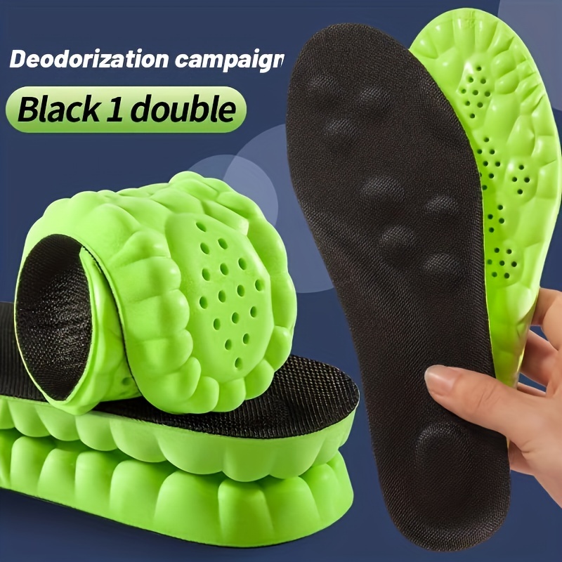 

1pair 4d Cloud Technology Running Insoles For Shoes Pu Sole Soft Breathable Shock Absorption Cushion Running Insoles