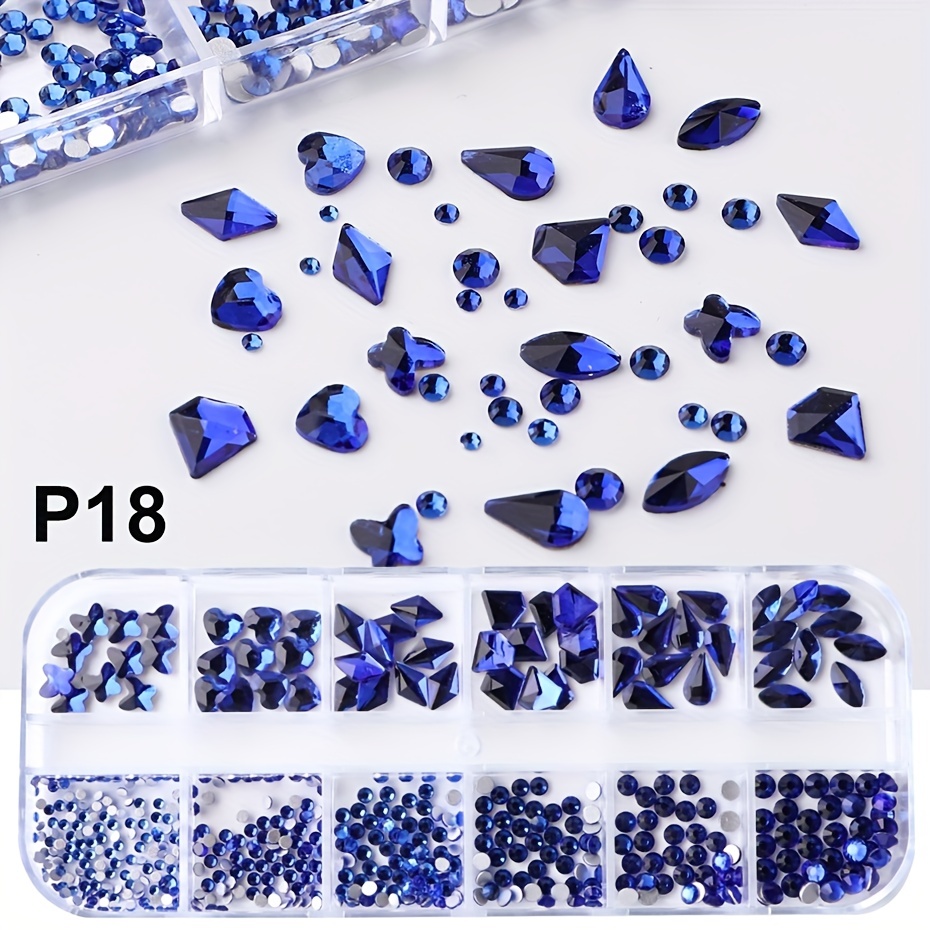 Crystal Mixed Shape Nail Art Rhinestone Blue - Temu