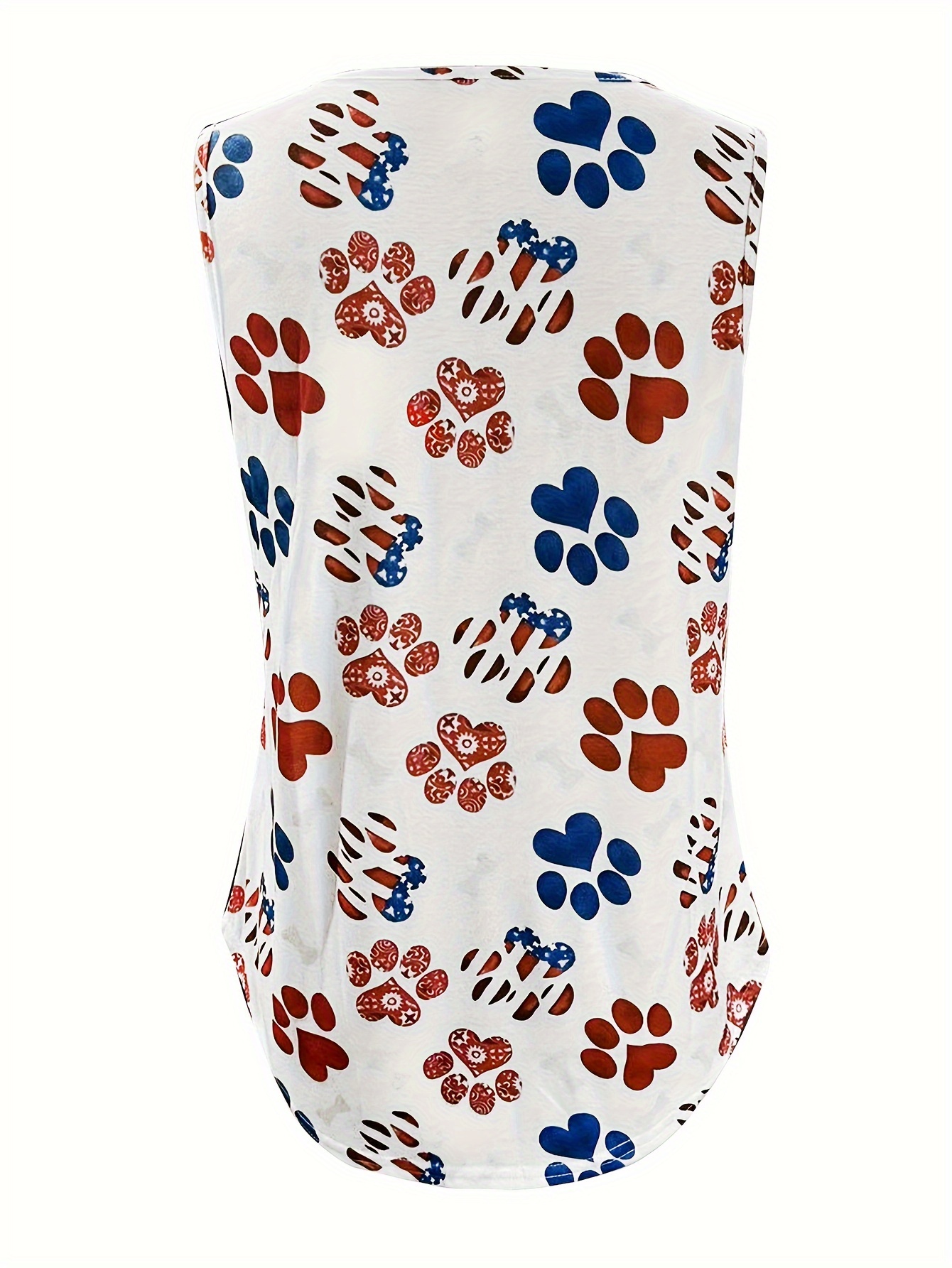 Juebong Dog Paws Footprint Tank Top Women Sleeveless Summer