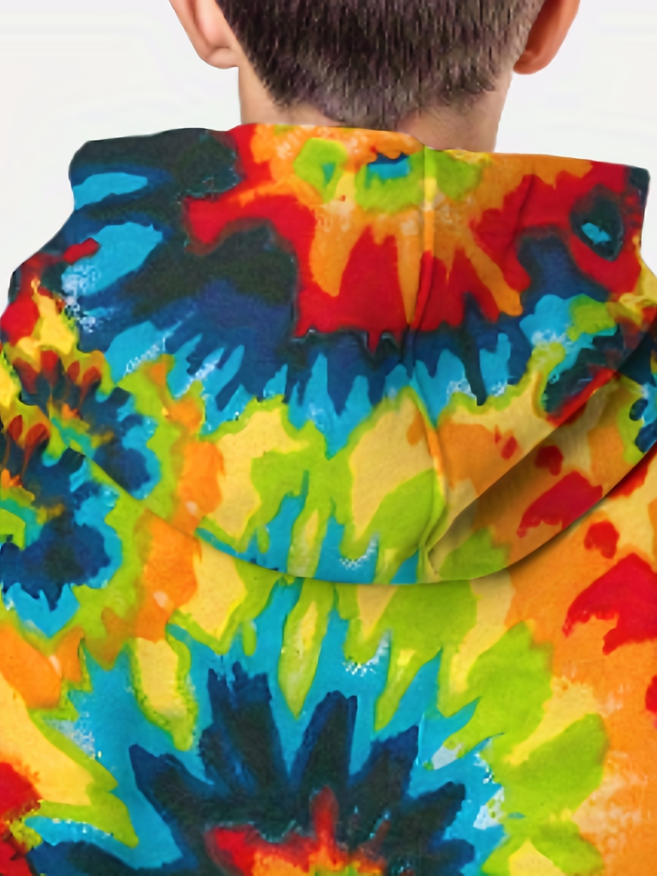 Colorful Tie Dye 3d Print Boys Casual Pullover Long Sleeve Hoodies