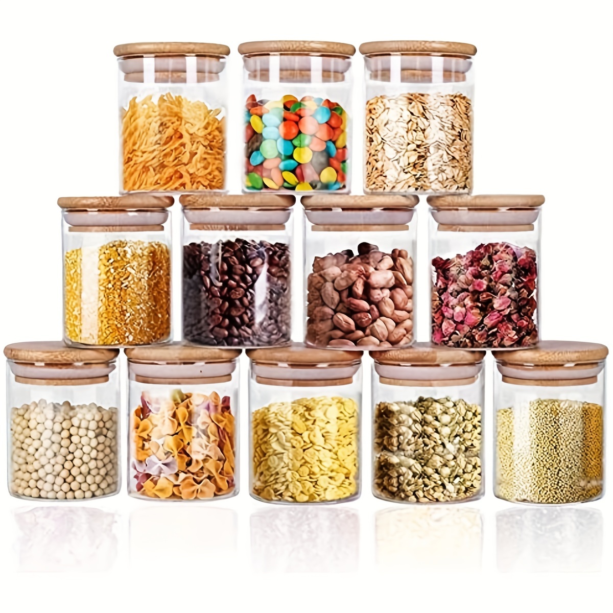 Organize Your Kitchen With These Glass Spice Jars With Bamboo Airtight Lids  And Labels! - Temu