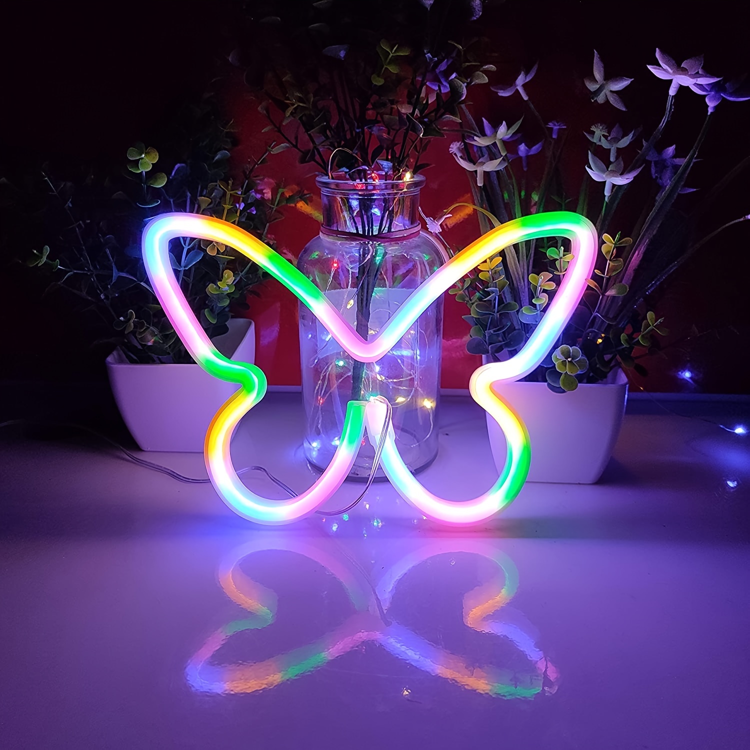 1 Letrero Neón Forma Mariposa Led Luz Neón Alimentada Usb - Temu