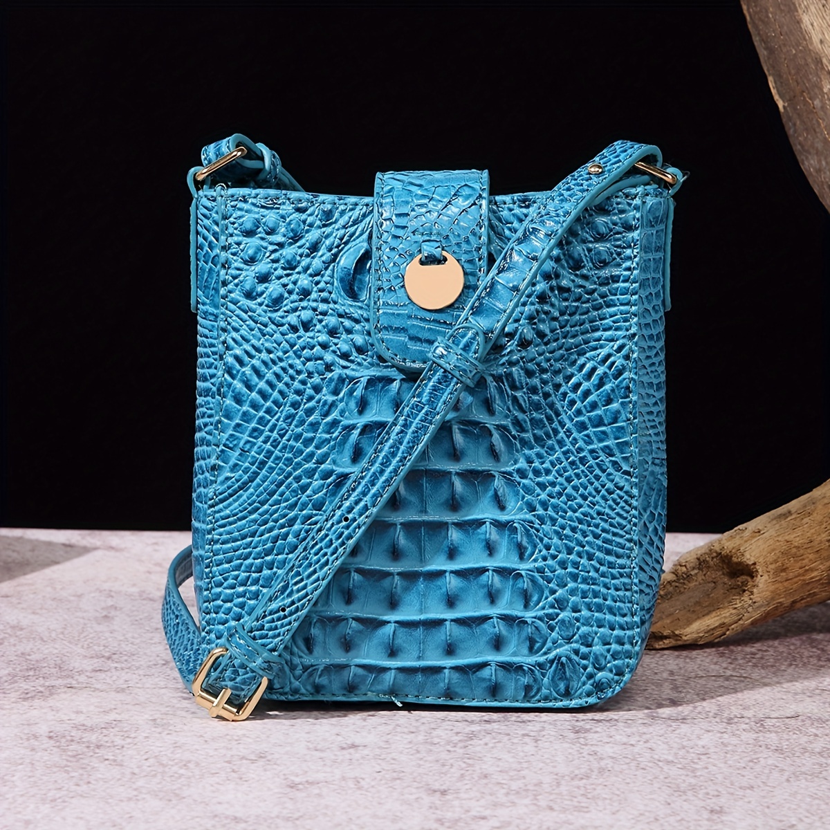 Mini Crocodile Embossed Crossbody Bag, Women's Luxury Mobile Phone Purse,  Trendy Buckle Decor Shoulder Bag - Temu Australia