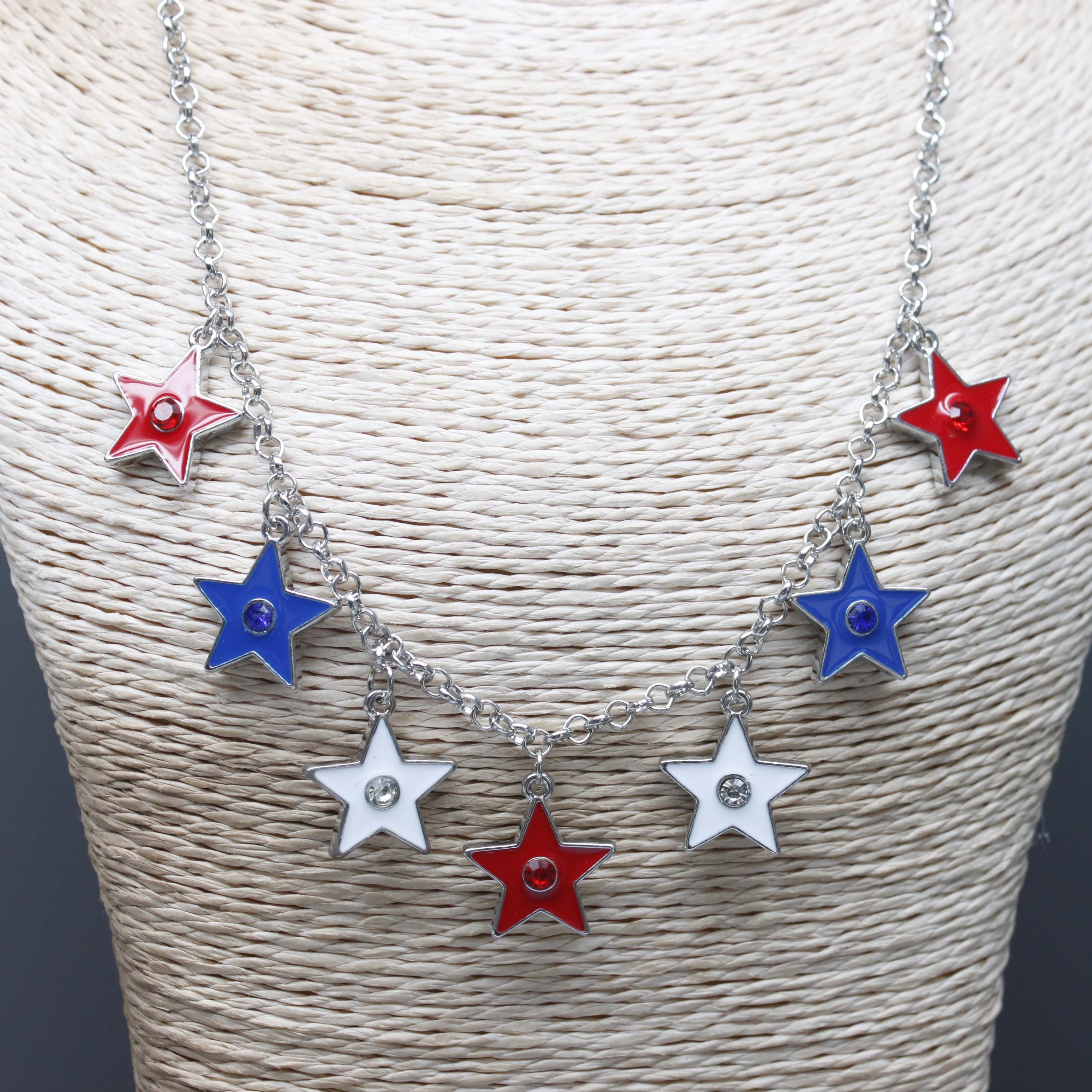 Red white blue on sale necklace