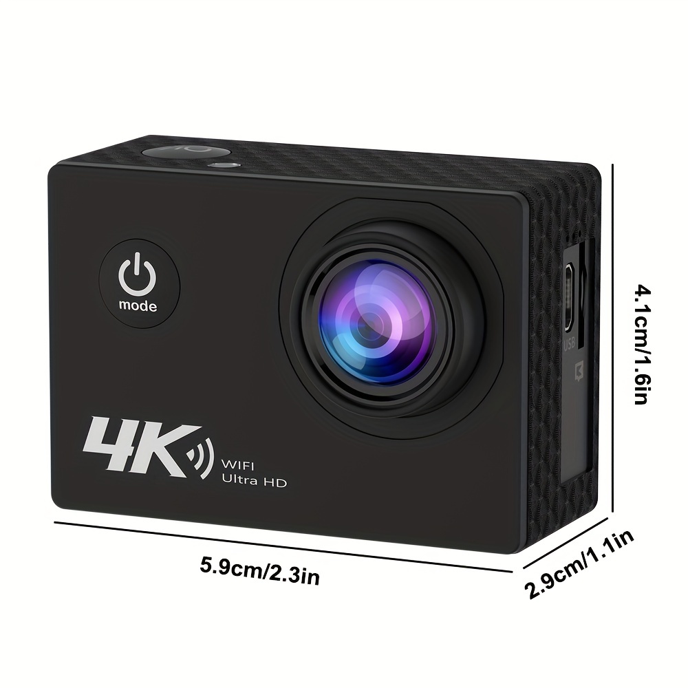 4k 30fps Wifi Action Camera Ultra Hd With Underwater Waterproof Camera With  2 Batteries And Helmet Accessories Kit - Temu Spain