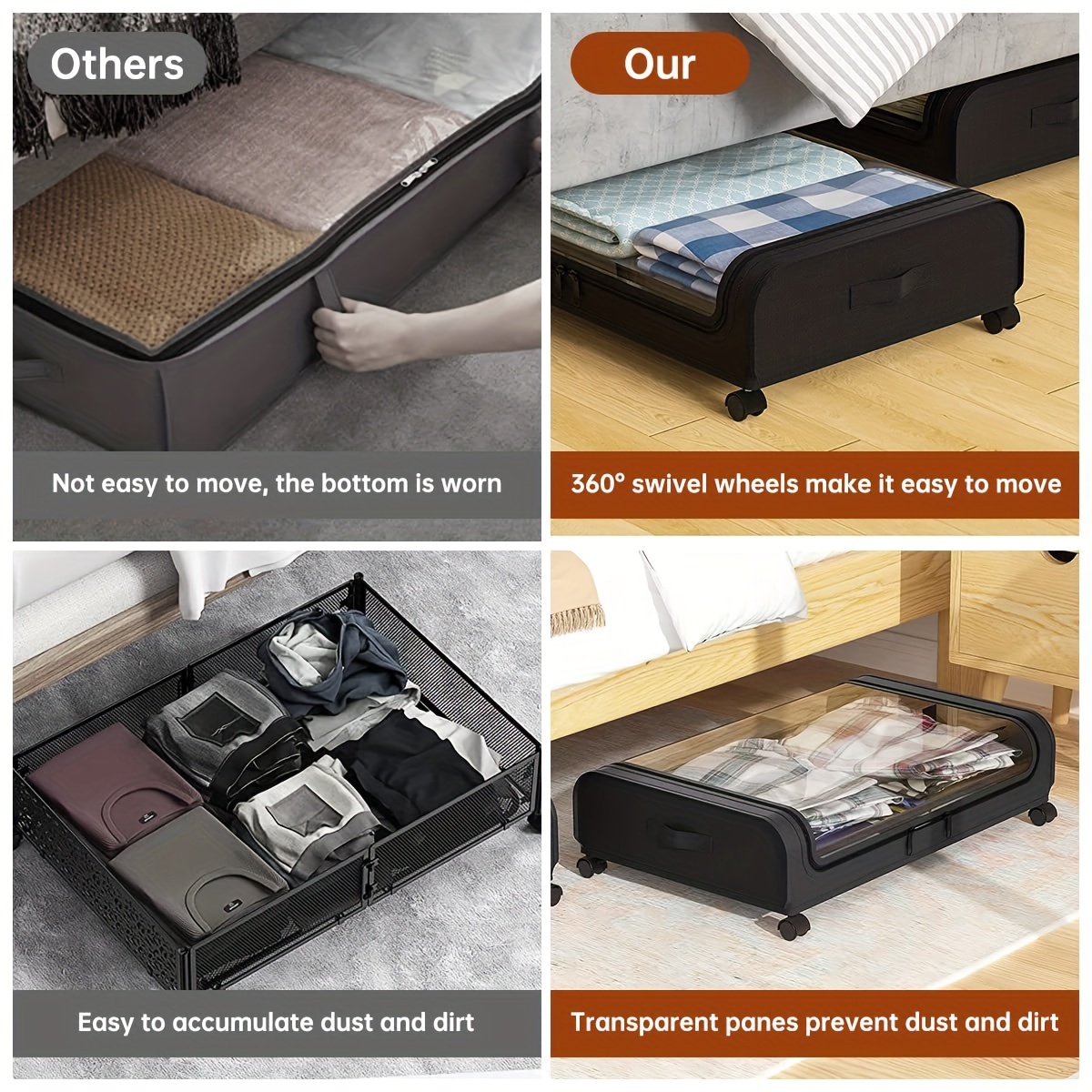 Under Bed Storage Bag, Drawer Type Blanket Storage Box, Clothes