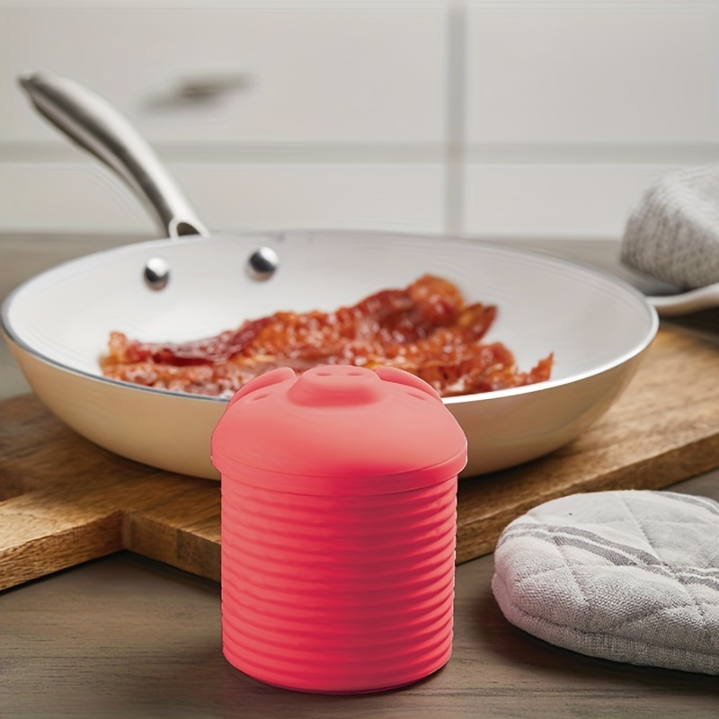 1pc Creative Pig-shaped Silicone Bacon Grease Container, Oil Strainer,  Bacon Grease Collector, And Bacon Grease Storage Container Measuring  4.05*3.34i