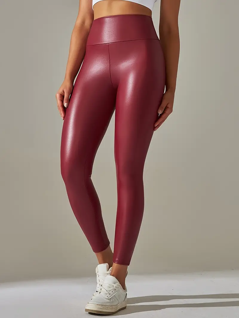 New SPANX Faux Leather Leggings gold bronze Skinny Tummy Control