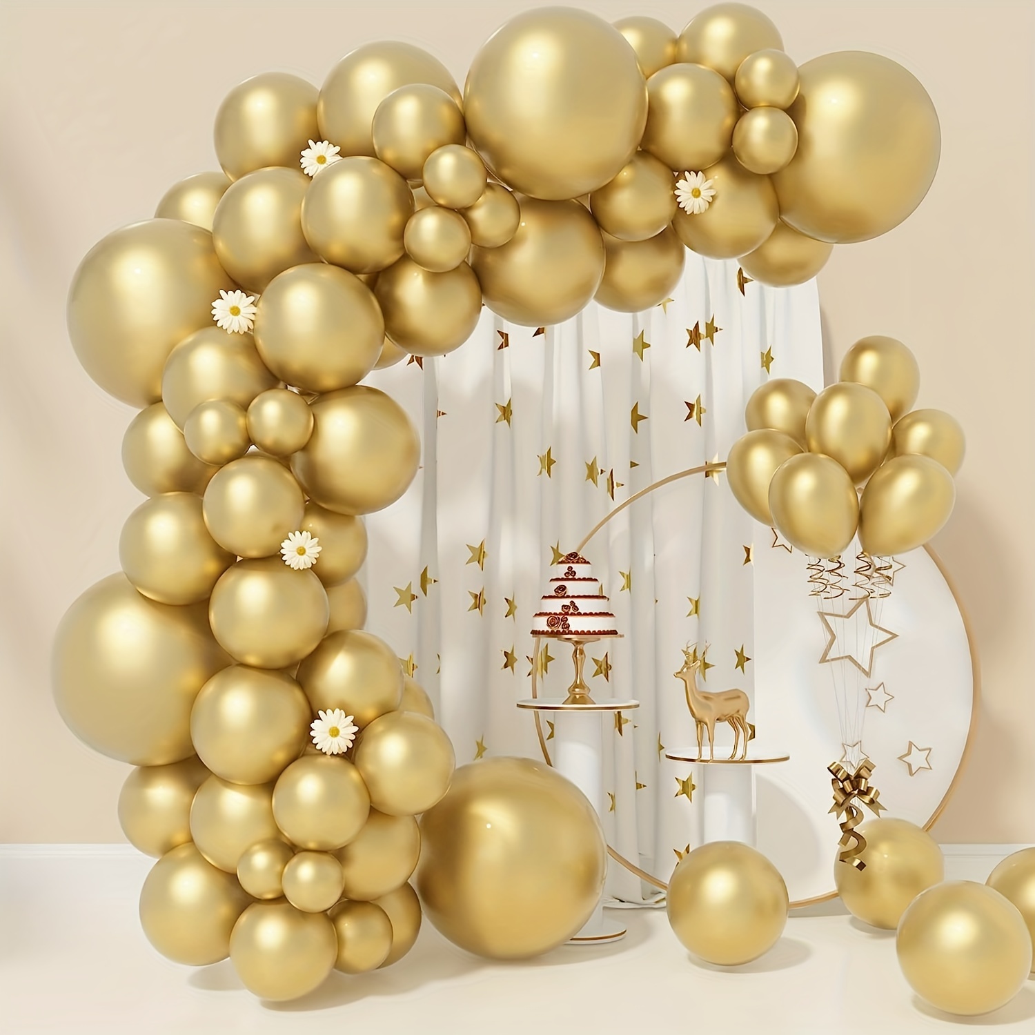 Kit de arco de globos negros y dorados, 125 globos dorados, negros y  blancos, globos de confeti de 5/10/12 pulgadas, guirnalda de globos negros  y