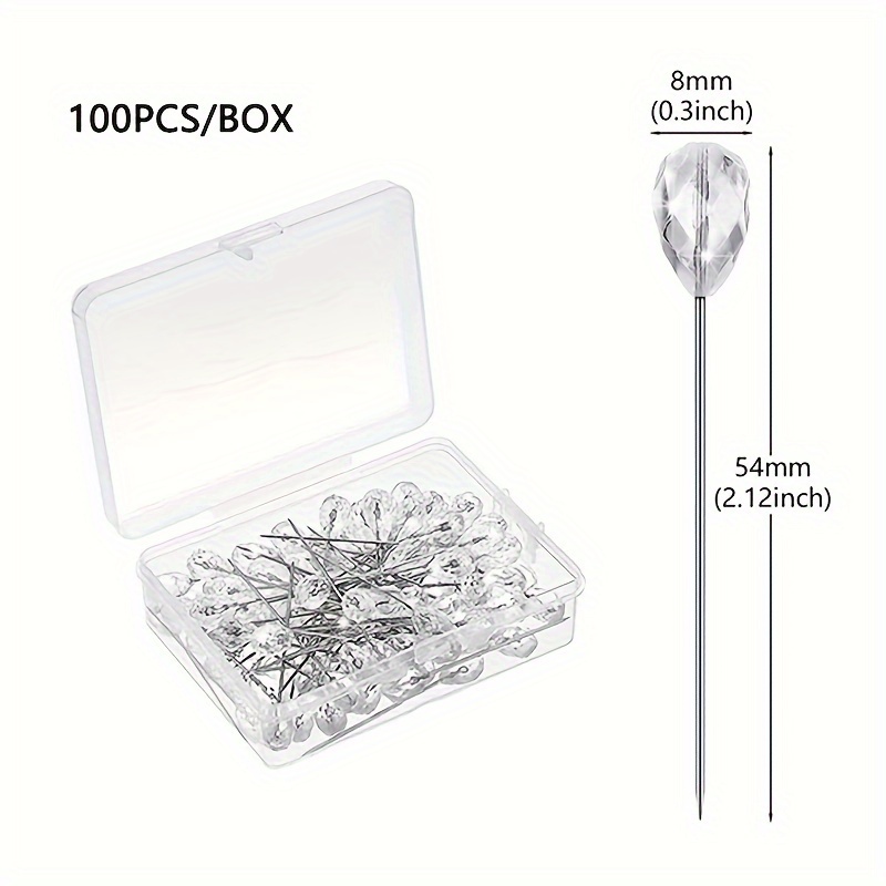 100pcs/box Bouquet Pins Corsage Pins Flowers Artificial Diamond Pins Floral  Rhinestone Pins For Wedding Bridal Hair Jewelry Decoration Crafts