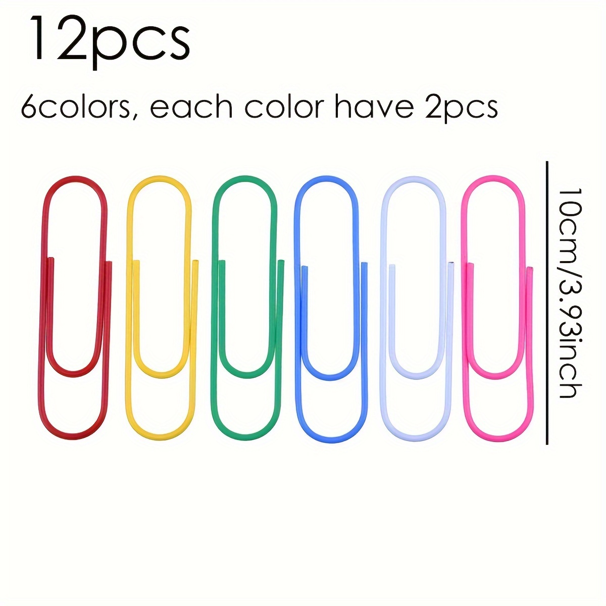 Paquete De 12 Clips De Papel Recubiertos Jumbo De Colores - Temu