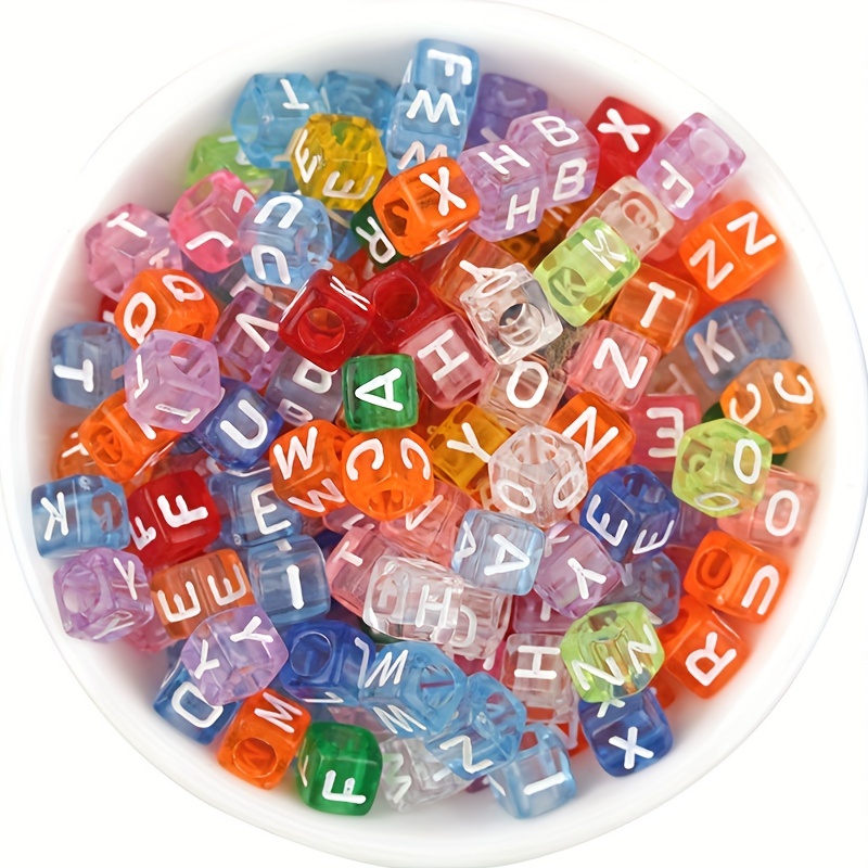 Stylo 800 cuentas de letras para pulseras, cuentas del alfabeto coloridas  para hacer joyas con cuentas redondas acrílicas, corazón, estrellas e hilo, Letras  Para Pulseras