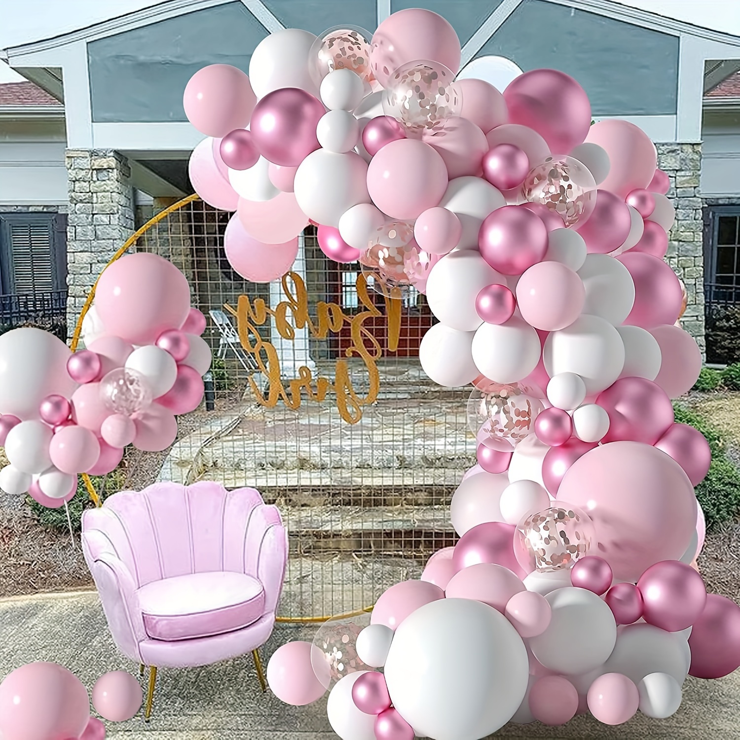  Pink Balloon Garland Arch Kit, 105Pcs Sakura Pink and Retro  Sand White Metallic Rose Gold Latex Balloons for Baby Shower Wedding  Birthday Graduation Anniversary Bachelorette Party Decorations : Home &  Kitchen