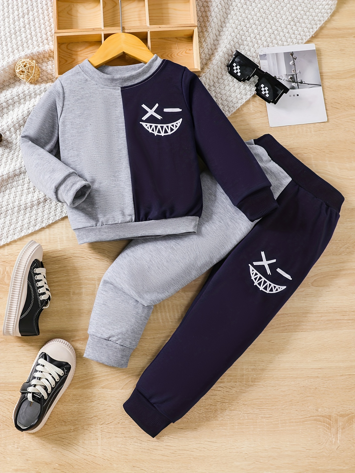 Conjunto 2 Pzas Pantalones Sudadera Estampado happy Ropa - Temu