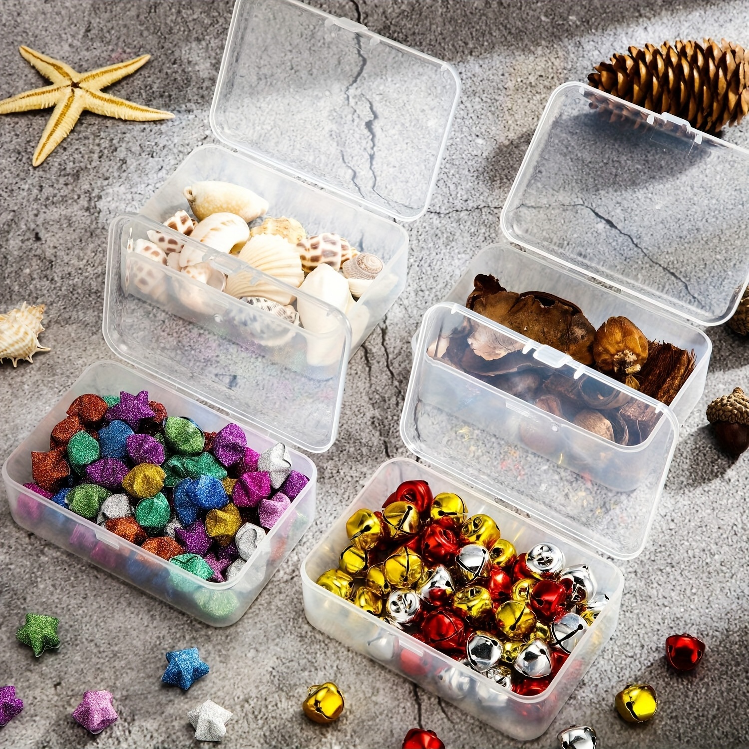 12Pcs Plastic Storage Containers Boxes With Lid, 8.5x6.1x2.5 Inches Clear  Rectangle Box For Collecting Small Items, Beads, Game Pieces, Business Cards
