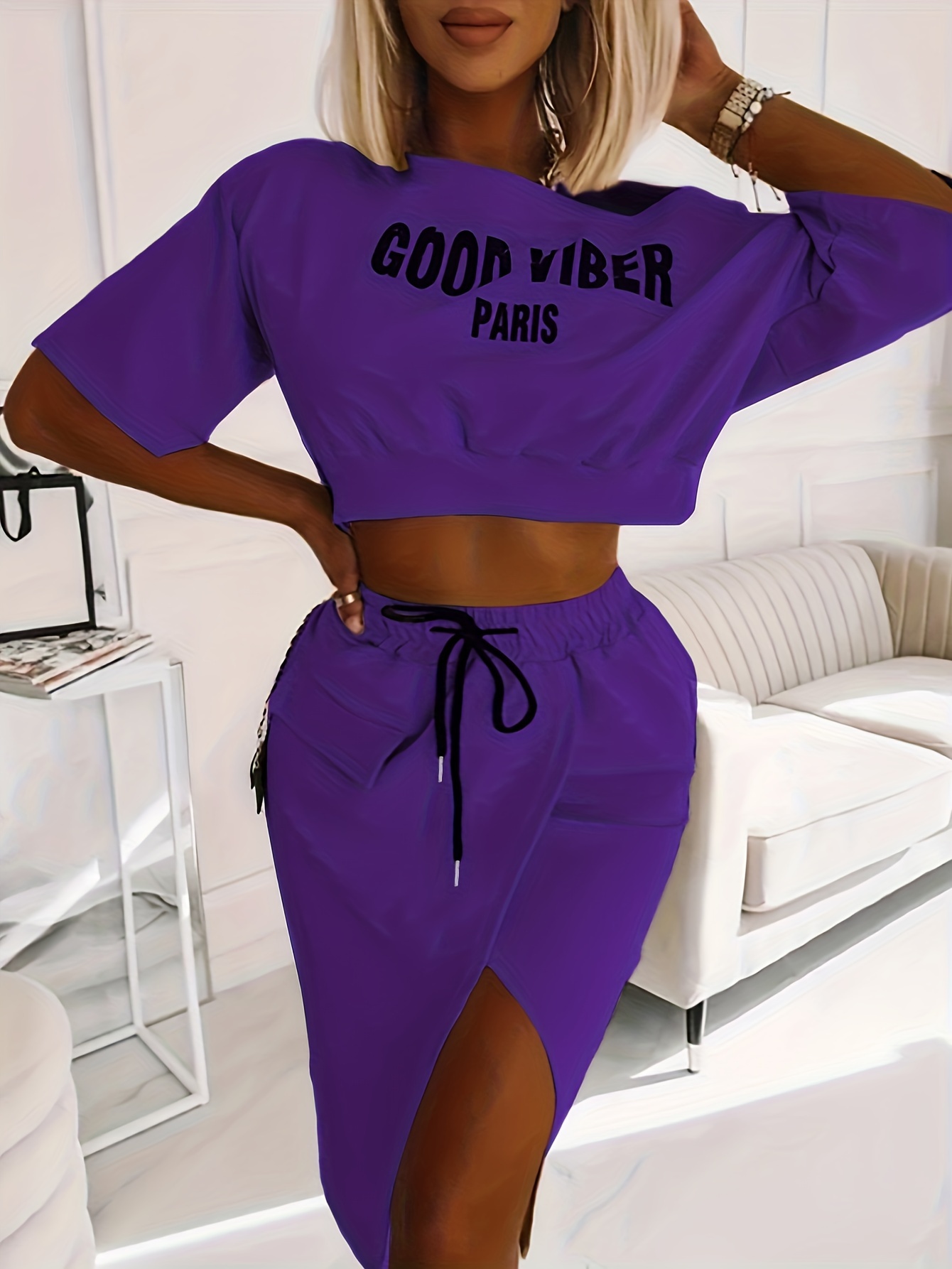 2 Piece Sets Women Outfit Long Sleeve Top and Pants Set Purple Knit Set  Tight Sexy Plus Size Outfits Wholesale Dropshipping - AliExpress