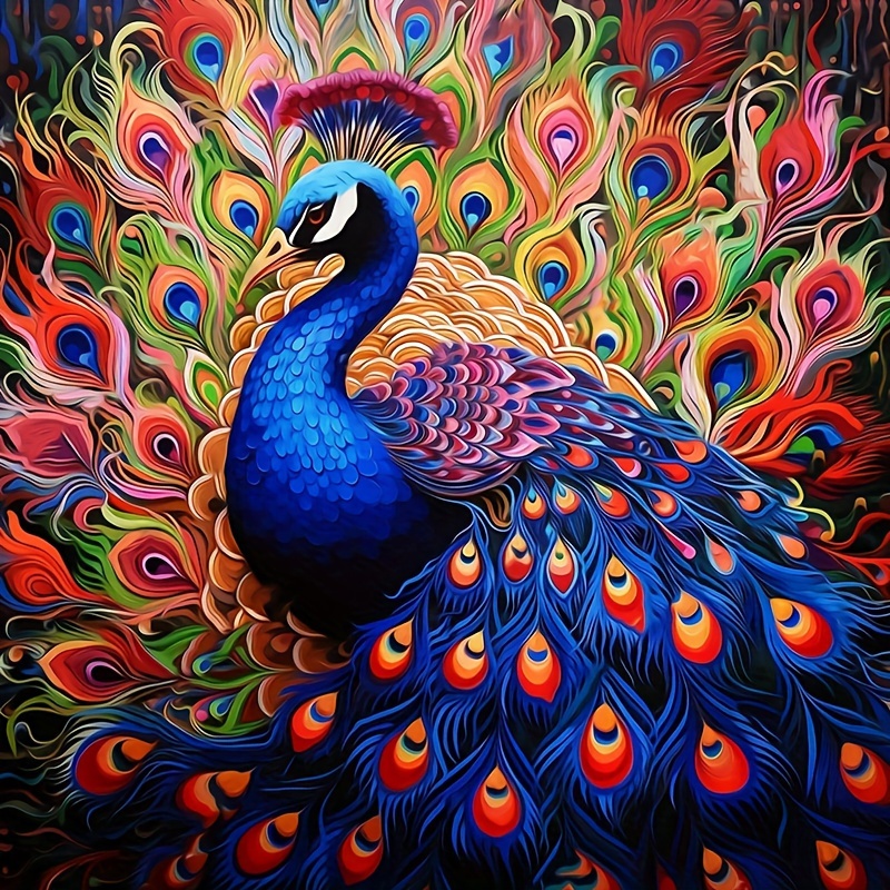 Ab Diamond Painting Peacock Beach Cross Stitch Embroidery - Temu
