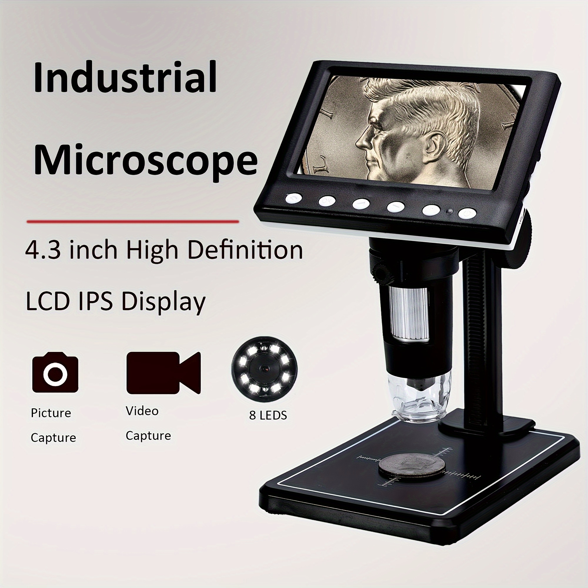 4.3 Coin Microscope LCD Digital USB Magnifier LED Lights PC View  Compatible