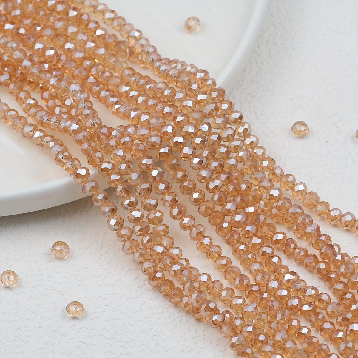 TEMU 200 pezzi di perline in vetro AB a punta piatta da 3 mm, senza filo, per fare gioielli fai da te, accessori , perline in vetro colorate per