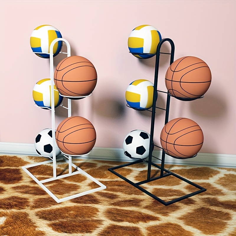 Support de rangement pour ballon de basket-ball à 3 niveaux support  d'organisateur debout libre présentoir vertical pour équipement de sport de  volley-ball, noir pratique